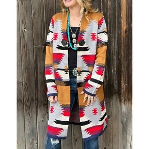 Stylish Multicolor Tribal Pattern Women's Sweater